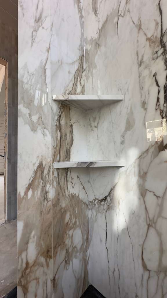 Porcelain tile shower wall installation