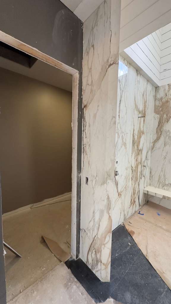 Modern commercial restroom tile work